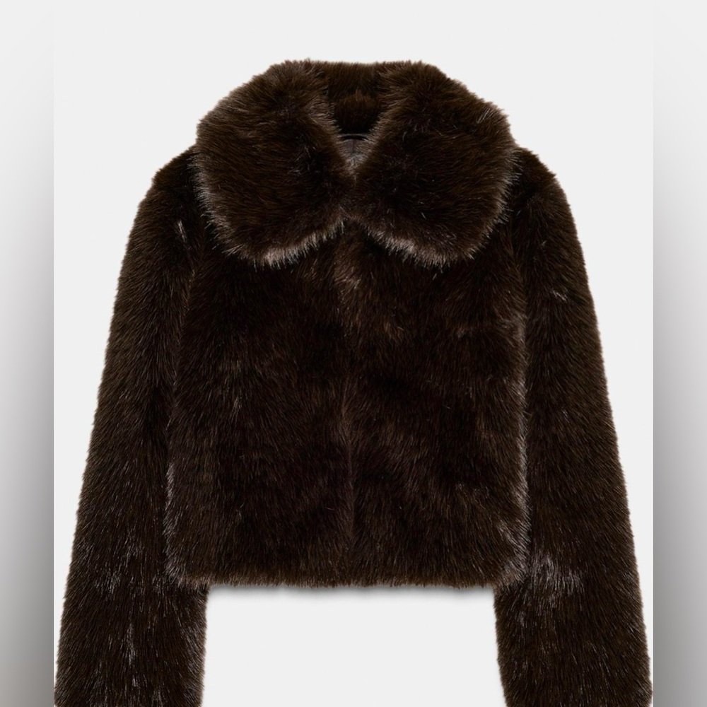 NWT Zara Women's Brown faux fur Jacket